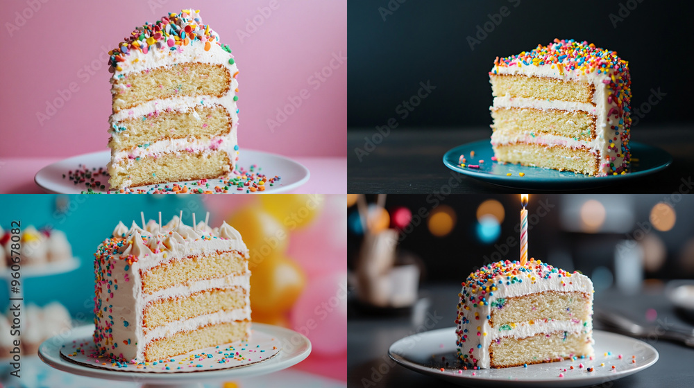 Canvas Prints birthday cake with candles and flowers