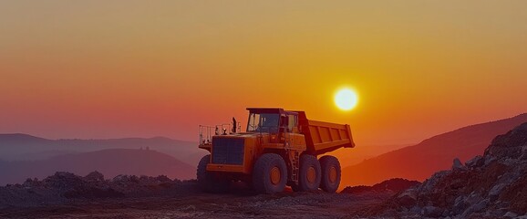 Fototapeta premium Mining Dump Truck at Sunset