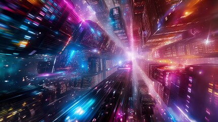 Naklejka premium city in the clouds with floating buildings and flying cars