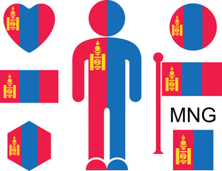 Mongolian flag. Isolated Mongolian flag on white background