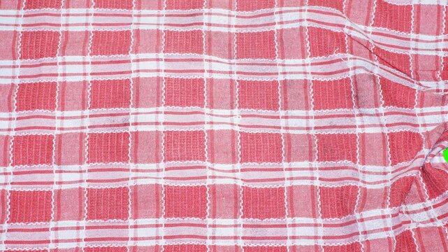 Fabric Green Screen Horizontally Dragging Checkered Cloth Transition to the Left