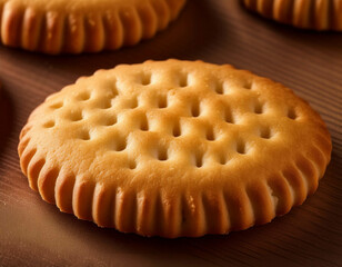 The crisp, snappable texture of a freshly baked biscuit, with a slightly golden top.