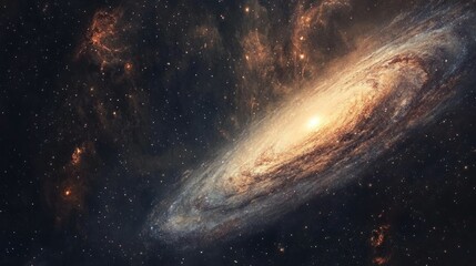 A Spiral Galaxy Amidst a Starry Night Sky