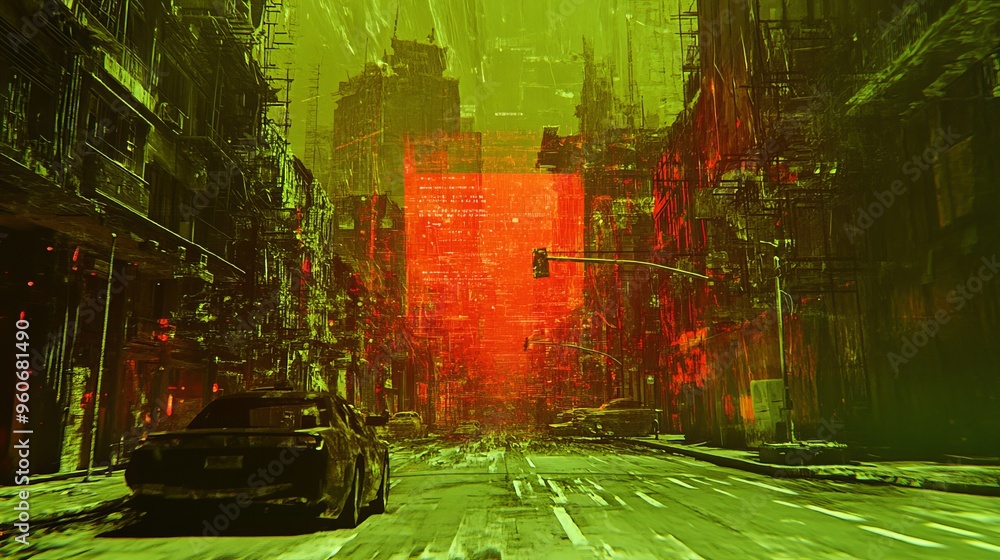 Poster an old vhs pixel with a bad signal and static analog interference grain, overlaying retro video dist