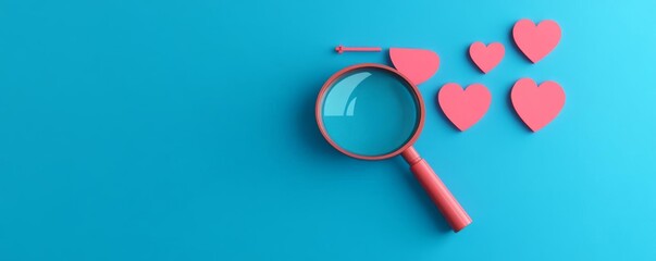 Brand perception analysis, audience feedback through magnifying glass, 3D illustration