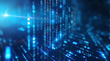 Abstract dark blue digital background. Big data digital code