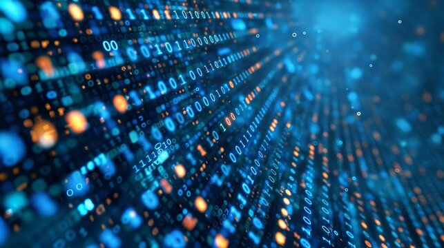 Abstract dark blue digital background. Big data digital code