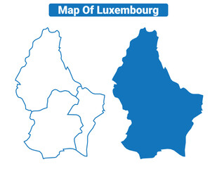 Obraz premium Luxembourg simple flat vector map outline style illustration set