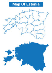 Estonia simple flat vector map outline style illustration set