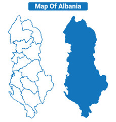 Albania simple flat vector map outline style illustration set