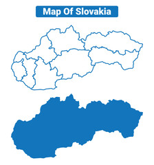 Obraz premium Slovakia simple flat vector map outline style illustration set