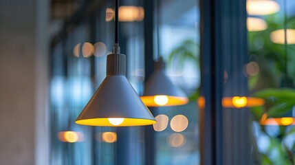 Interior lighting with macro-sized LED lamp amplifying the background.