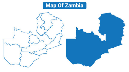Zambia simple flat vector map outline style illustration set