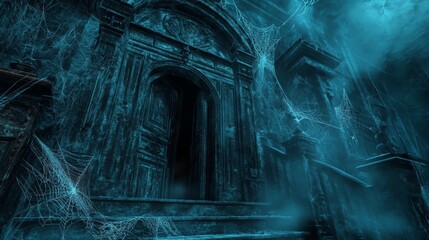 Fototapeta premium An Eerie Entrance to an Old, Haunted Building