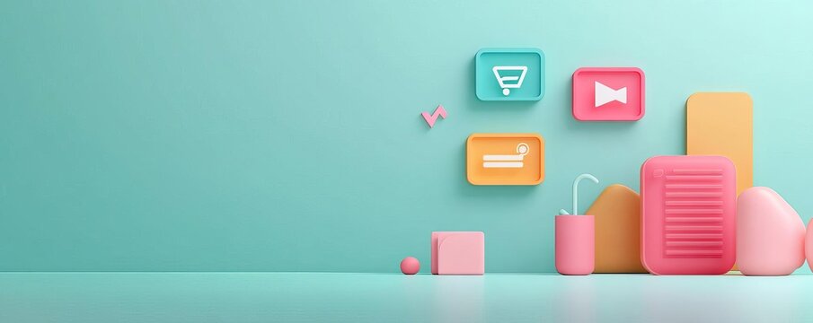 Customer retention strategy, digital loyalty program icons, 3D illustration
