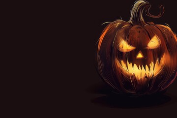 Evil Jack-O'-Lantern Illustration with Copy Space Evil Jack-O'-Lantern Illustration with Copy Space