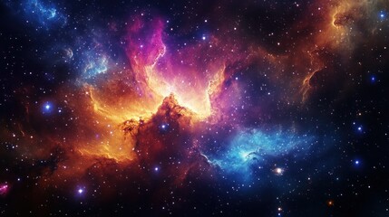 Fototapeta premium Cosmic Nebula with Vibrant Colors and Stars