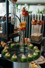 Exquisite Gourmet Appetizers Displayed in an Elegant Catering Setting