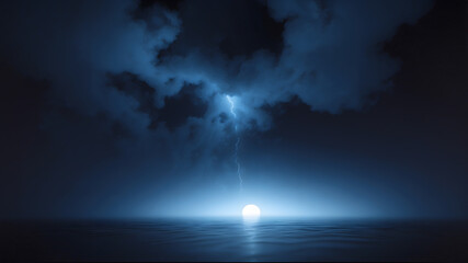 Obraz premium Lightning Storm Over the Sea