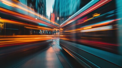 Abstract Cityscape with Blurry Lights and Motion