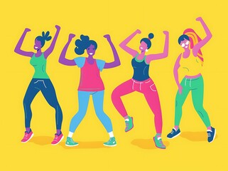 Fototapeta premium Group Fitness: People in a group class like Pilates or Zumba, showing teamwork and motivation