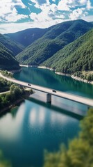 Obraz premium Scenic Bridge Over Tranquil Lake