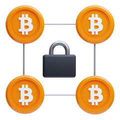 PNG 3D Bitcoin Security Icon Isolated on a White Background
