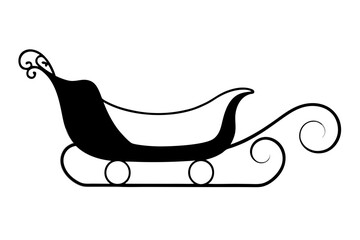 Santa Claus sleigh icons. Christmas sleigh silhouette collection. Sledge of santa claus shapes. Black sleigh silhouettes
