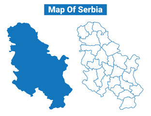 Obraz premium Serbia simple flat vector map outline style illustration set