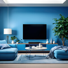 Modern interior living room with sofa, coffee table and lcd tv	