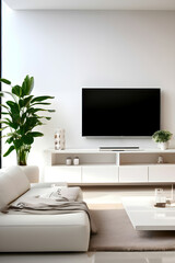Modern interior living room with sofa, coffee table and lcd tv	