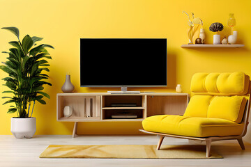 Modern interior living room with sofa, coffee table and lcd tv	