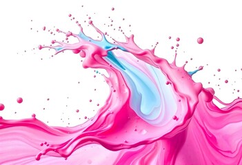 a colorful splash of pink and turquoise isolated on a stark white background create with ai