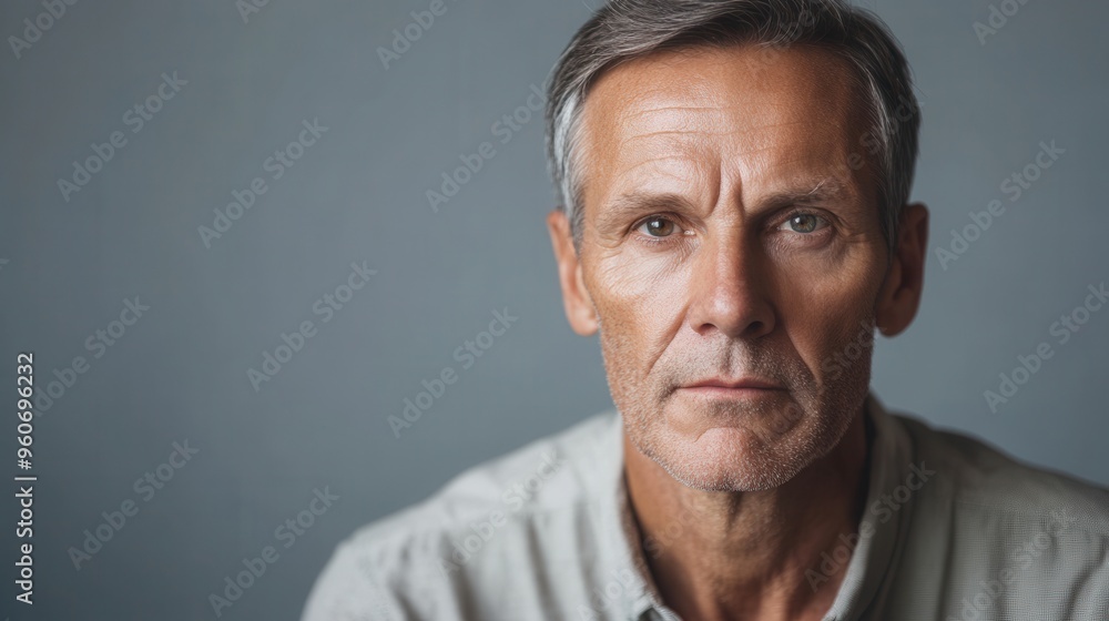 Leinwandbilder a man displays a thoughtful and serious demeanor while contemplating something important in a serene