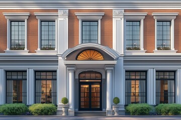 Naklejka premium Front of a classic commercial building 3d render