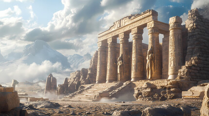Fototapeta premium A hyperrealistic recreation of ancient ruins. Ancient Ruins. Illustration