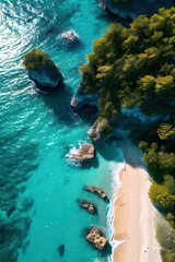 beautiful islands with turquoise water, lush green forest  and rocky cliffs