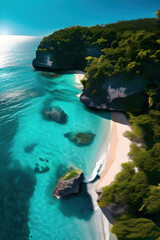 beautiful islands with turquoise water, lush green forest  and rocky cliffs