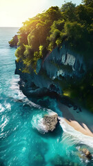 beautiful islands with turquoise water, lush green forest  and rocky cliffs