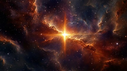 Fototapeta premium Stellar Explosion Illuminating a Cosmic Nebula