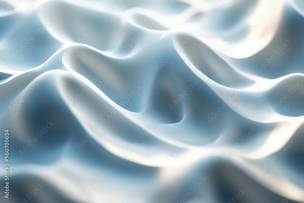 Poster a bright textured surface with a smooth, rippled pattern, resembling waves of light, creating a dyna