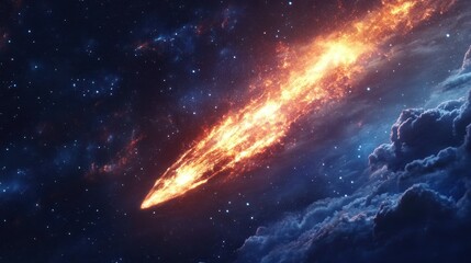 Fototapeta premium A Fiery Comet Blazing Through a Starry Sky