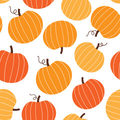 Seamless pattern with pumpkin. Thanksgiving background. Autumn pattern. Vector illustration. It can be used for wallpapers, wrapping, cards, patterns for clothes and other.