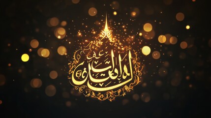 Golden Arabic Calligraphy with Bokeh Background