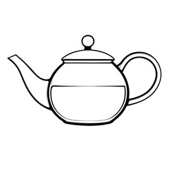 Obraz premium a glass teapot vector illustration, isolated white background, 