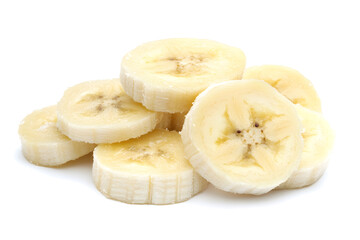 Banana slices isolated on white background