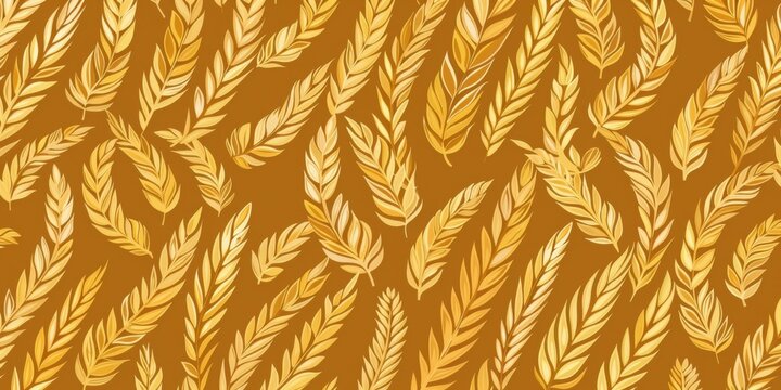 Elegant seamless wheat pattern showcasing various grains like malt, barley, and rice in a warm, harmonious design