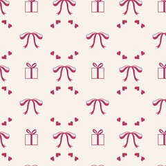 seamless pattern with hearts and bow