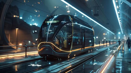 Futuristic Train Station with Modern Train Design