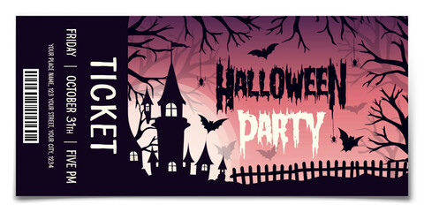 Spooky Halloween Party Ticket Template Design